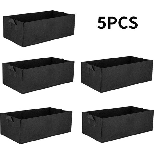 (50x30x20cm) 5PCS Felt Plant Growing Kits Planter Bags Outdoor Rectangle Plant Fabric