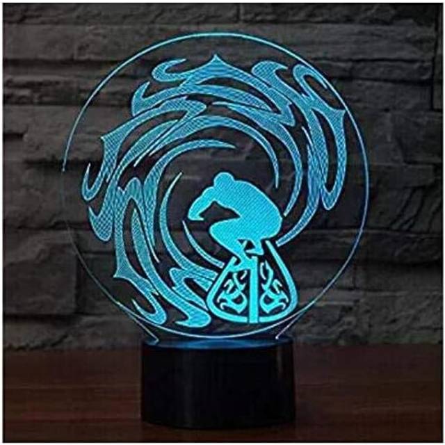 3D Stylish Surfing Night Light Touch Table Desk Optical Illusion Lamps 7 Color Changing Lights Home Decoration Xmas Birthday Gift