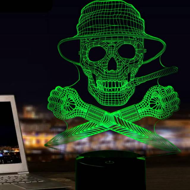 3D Skull Night Light Touch Switch Table Desk Optical Illusion Lamps 7 Color Changing Lights LED Table Lamp Xmas Home Love Birthday Children Kids Decor