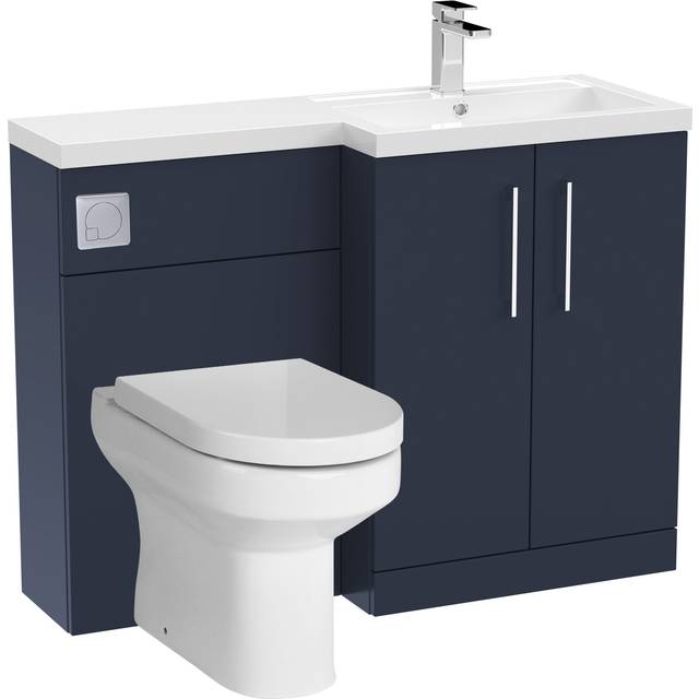 Level bathroom bundle floor standing vanity basin and wc unit with pan, seat and