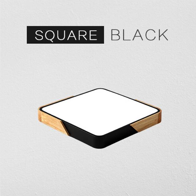 (Black Square, RC Dimmable) Wooden Round Square LED Ceiling Light Bedroom Light Neutral White Cool White Warm White 36W 24W 18W  LED Ceiling Light  11