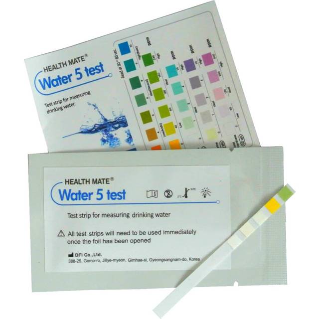 Water Test Kits for Drink Water, Hardness Testing Strips, Alkalinity, Chlorine, pH Tester (5 Test Strips)