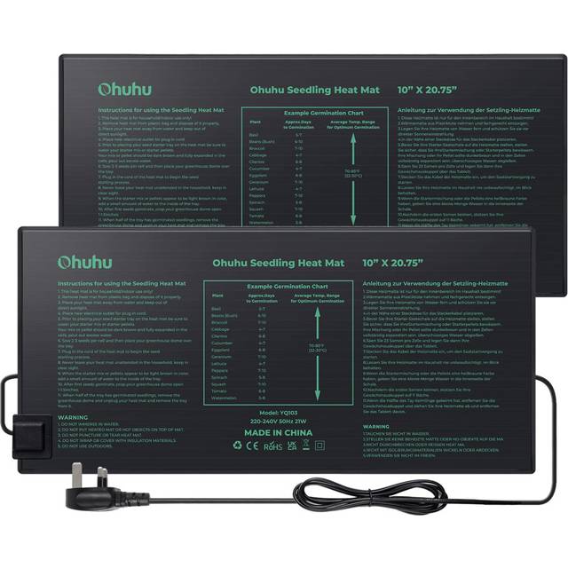 Ohuhu Seedling Heat Mat Heated Propagator 2 Pack, Plant Heating Mat Plant Warm Mat IP67 Waterproof, 21W Hydroponic Heating Pad Greenhouse Heating Pad