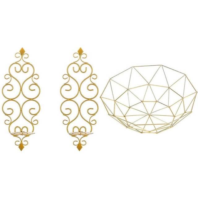 2pcs Iron Candle Sconce For Bedroom Dining Room Bathroom Gold