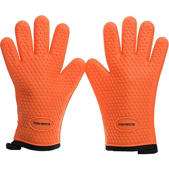 KITCHEN PERFECTION S Silicone Smoker Oven Gloves -Extreme Heat Resistant BBQ Gloves -Handle Hot Food Right on Your Grill Fryer Pit|Waterproof Oven Mit