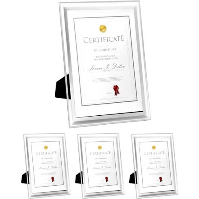 2 Pack A4 Glass Photo Frame Certificate Frame Freestanding or Wall Mounting for Displaying Family Photos Pictures Certificates and more (Silver)