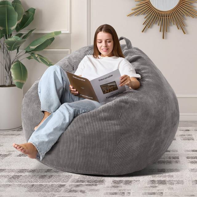 Cansunna Bean Bag Chairs Teardrop Bean Bag Chair for Adults Beanbag Chair with Memory Foam Filled Machine Washable Cover for Living Room  Bedroom (Lar