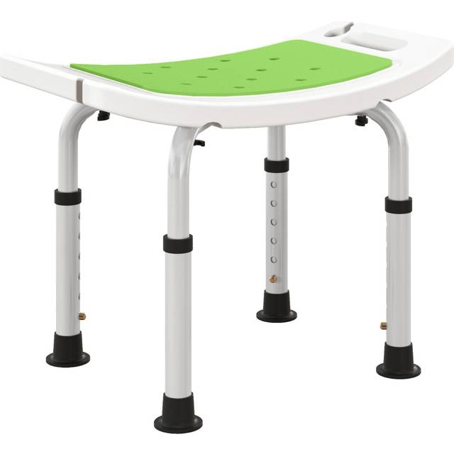 HOMCOM Adjust Aluminium Bath Stool Spa Shower Chair Non-Slip w/ Shower Hole | TJ Hughes
