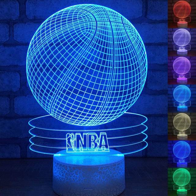 Basketball 3D Optical Illusion Acrylic Night Light Touch Switch 7 Color Change USB LED Desk Lamp
