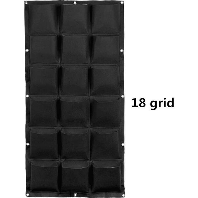 (18 grid black) Wall Hanging Plant Growing Kits Bags 24 Size Pockets Green Bag Planter