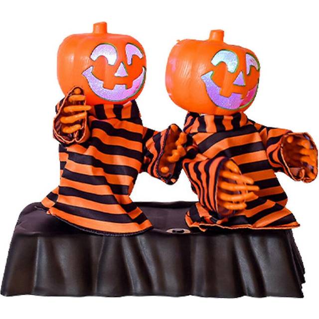 (Orange, One size) New Arrive Halloween Skeleton Animated Props Indoor Outdoor Dancing Skeleton Halloween Skull Decorations Singing with LED Eyes