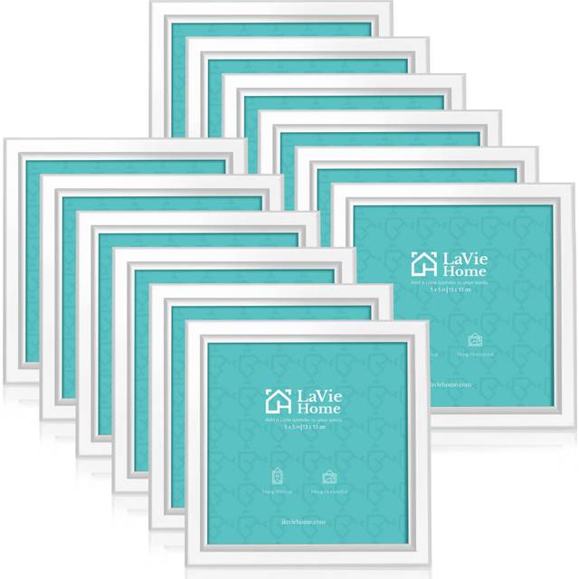 LaVie Home 5x5 Picture Frames (12 Pack  White) Simple Designed Photo Frame with High Definition Glass for Wall Mount & Table Top Display  Set of 12 Cl