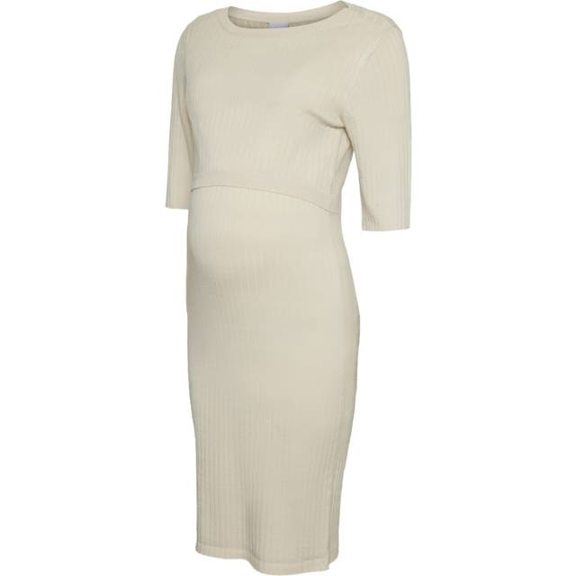 MAMALICIOUS mlnewsiv June Solid 2/4 Uk Knit Dress 2F |Kräm |M