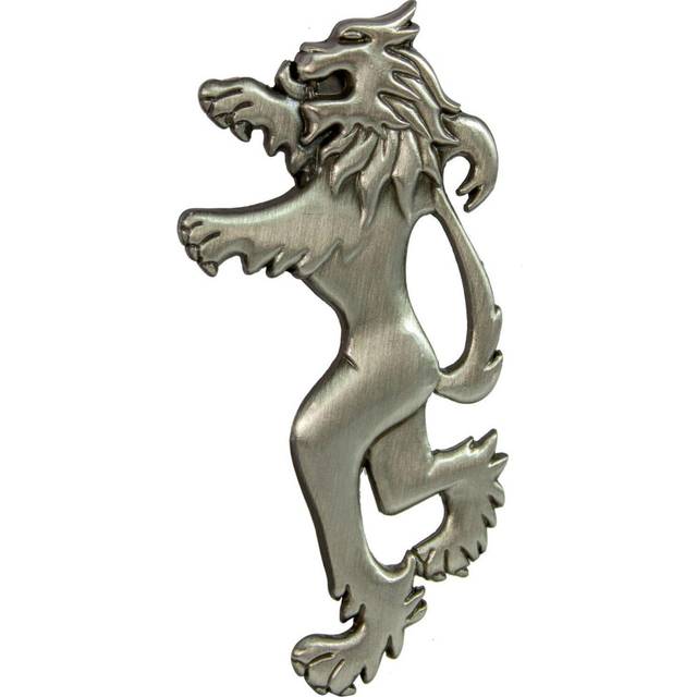 (Antique Silver) Mens Kilt Pin Scottish Lion Rampant Chrome and Antique 4in