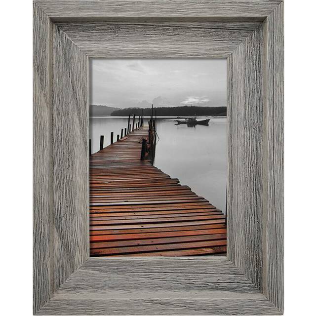 Eosglac Rustic 5x7 Picture Frame  Solid Wood with Glass Front  Wall Mounting or Tabletop Display  Weathered Grey