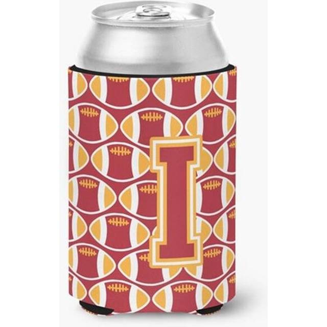 Letter I Football Cardinal & Gold Can or Bottle Hugger