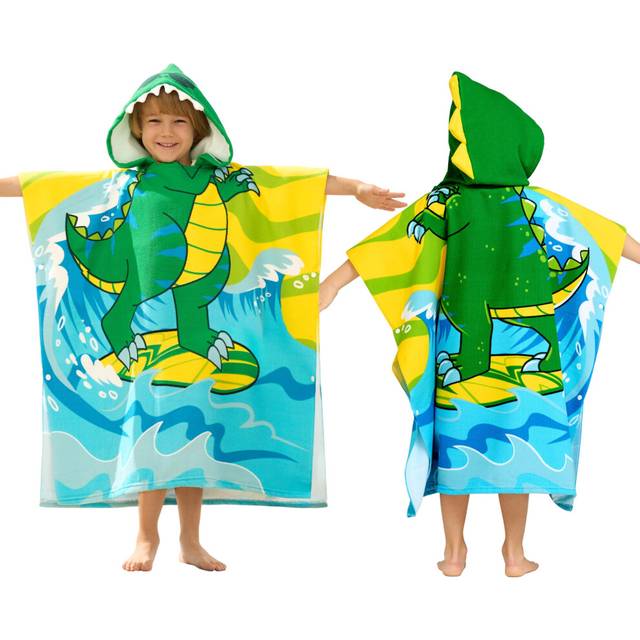 "Joiedomi Kids Beach Towel - Dinosaur Hooded Bath Towel - for Boys Girls 3-10 Years 30"""" x 30"""" - Toddler Soft Absorbent Swim Pool Towel- Quick Dry Mic"