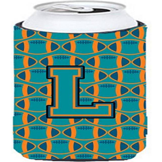 Caroline's Treasures CJ1063-LTBC Letter L Football Aqua, Orange and Marine Blue Tall Boy Hugger Can Cooler Sleeve Hugger Machine Washable Drink Sleeve