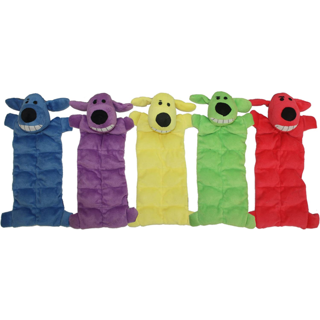 Multipet 12-inch squeaker mat soft plush dog toy with 13 squeakers, colors may v