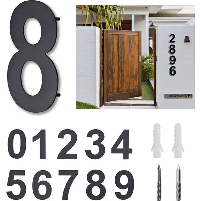 AOSION 8 Inch House Number Floating Stainless Steel 304 Home Street Number Sign Large Address Numbers with Screws Easy to Install Matt Black (Number 0
