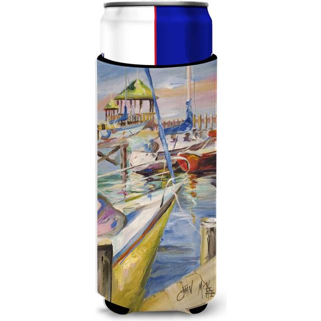 Caroline's Treasures JMK1151MUK Boat Docks Sailboats Ultra Hugger for Slim cans Can Cooler Sleeve Hugger Machine Washable Drink Sleeve Hugger Collapsi