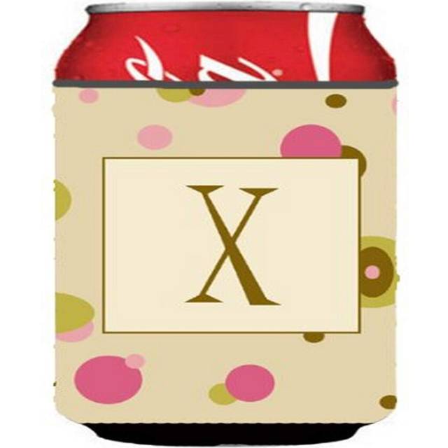 Caroline's Treasures CJ1004-XCC Letter X Initial Monogram - Tan Dots Can or Bottle Hugger Cooler Washable Drink Sleeve Collapsible Beverage Insulated