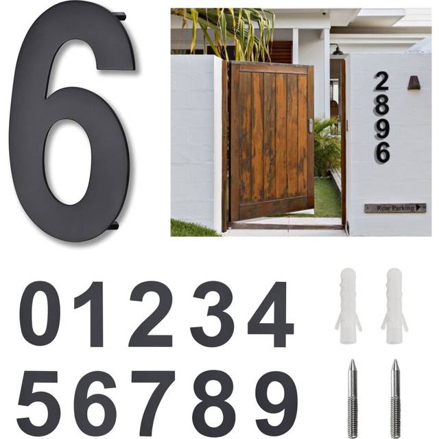 AOSION 8 Inch House Number Floating Stainless Steel 304 Home Street Number Sign Large Address Numbers with Screws Easy to Install Matt Black (Number 6