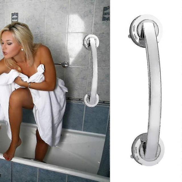 (silver, One size) Bath Safety Handle Suction Cup Handrail Grab Bathroom Grip Tub Shower Bar Rail