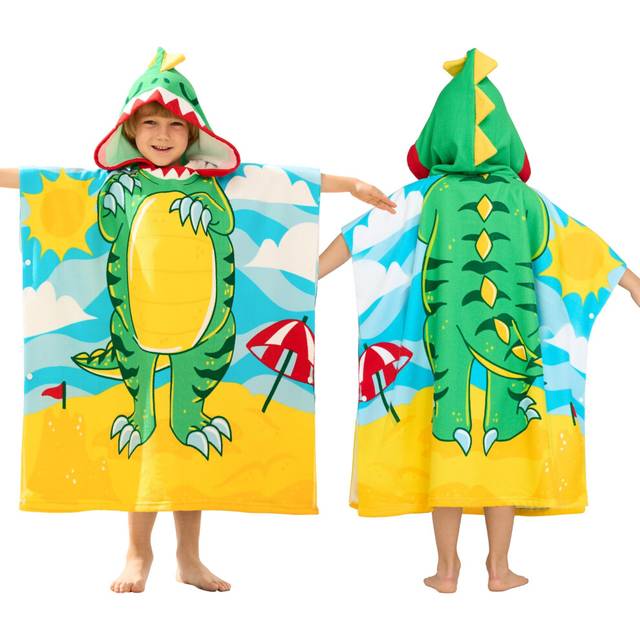 "Joiedomi Kids Beach Towel - Dinosaur Bath Towel with Hood - for Boys Girls 3-10 Years 30"""" x 30"""" - Toddler Soft Absorbent Swim Pool Towel- Quick Dry"