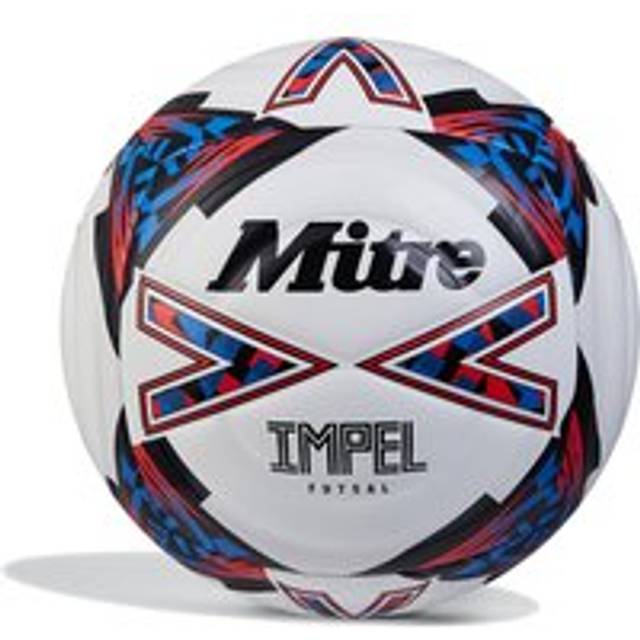 Mitre Impel Futsal Fotboll | Inomhusboll | Lågstudsande fotboll, Vit/Svart/Bib Röd, 3