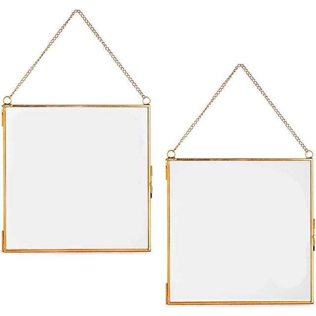 2Pcs Glass Frame for Pressed Flowers, Hanging Metal Picture Frames