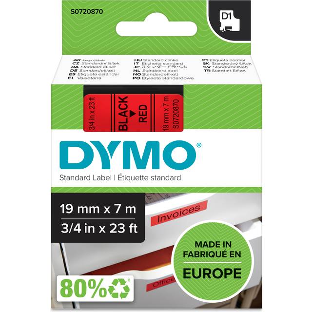 Dymo S0720870 | 45807 | svart text - röd tejp | 19mm (original)