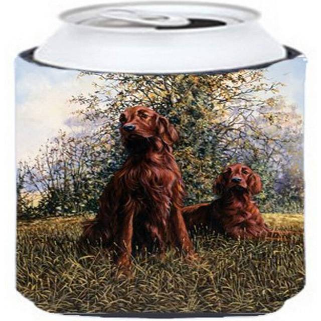 Caroline's Treasures HMHE0049CC Red Irish Setters by Michael Herring Can or Bottle Hugger Cooler Washable Drink Sleeve Collapsible Beverage Insulated