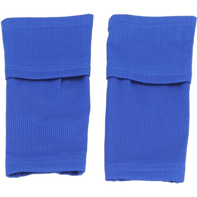 1 Pair Soccer Shin Guard Socks Double Layer Shin Pad Sleeves for Football Training BlueYouth / M
