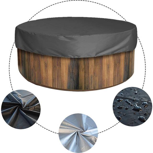 (Grey, One size) Round Hot Tub Cover Uv Resistant Hot Tub Covers Outdoor Spa Hot Tub Covers Protector - JXLGV