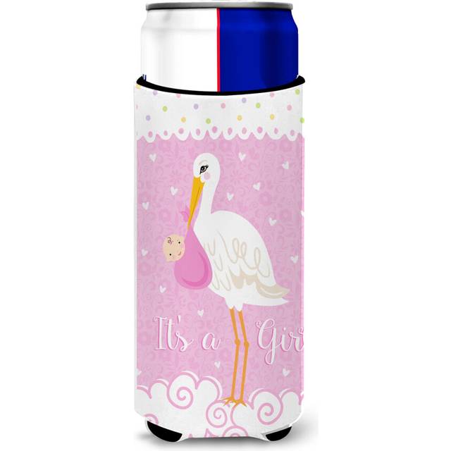 Caroline's Treasures VHA3013MUK It's a Baby Girl Ultra Hugger for slim cans Can Cooler Sleeve Hugger Machine Washable Drink Sleeve Hugger Collapsible