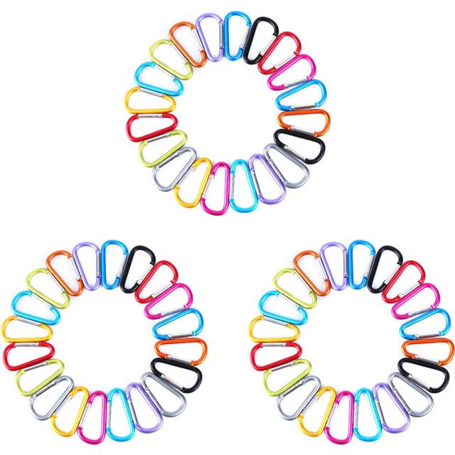 60Pcs D-Ring Locking Carabiner Keychain Spring Clip Lock Hook Outdoor Camping Equipmengt - Buckle