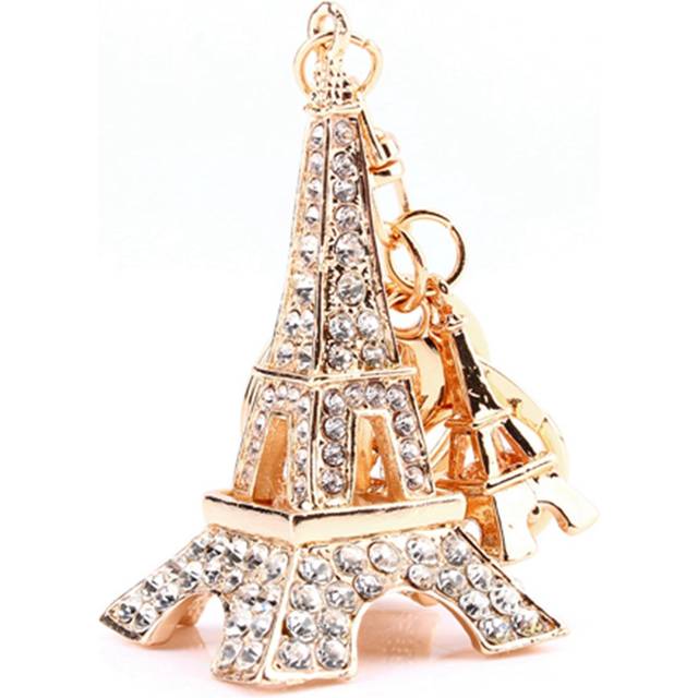 Eiffel Tower Rhinestones Keyring Charm Pendant Purse Bag Key Ring Chain Keychain