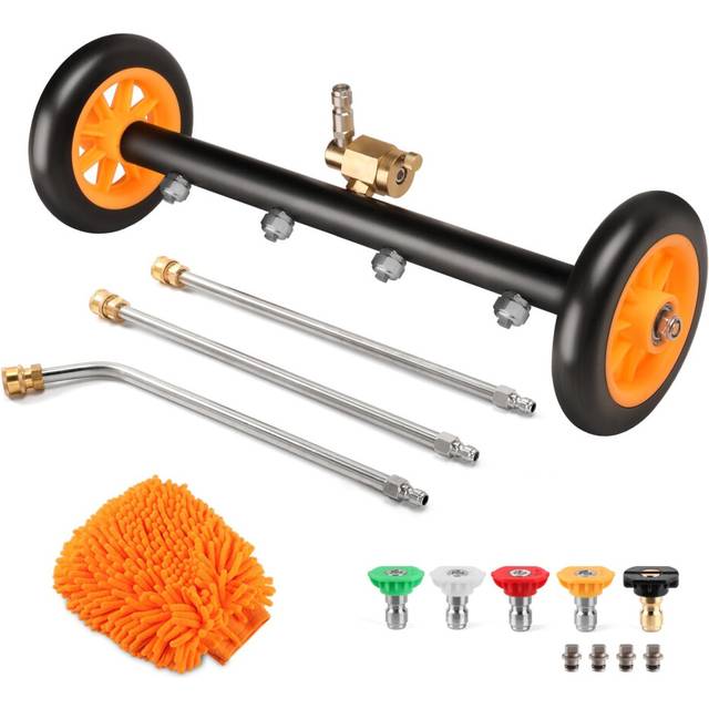 Undercarriage Pressure Washer Cleaner  16 Inch Water Broom for Power Washer Undercarriage Attachment with Extension Wands  Wash Mitt  5 Nozzle Tips  4