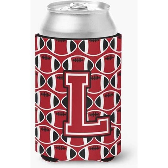 Letter L Football Red, Black & White Can or Bottle Hugger