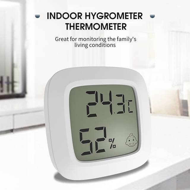 Indoor Hygrometer Thermometer Accurate Mini Humidity Monitor Desk Wall Magnetic Easy Install white