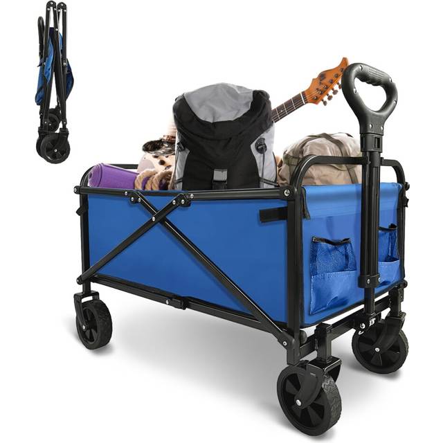 Folding Camping Wagon Collapsible Beach Garden Trolley Buggy Shopping Cart 212L - Red - One Size