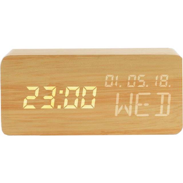Wood Alarm Clock Voice Command Digital Clocks for Bedroom Beside LED Wooden Clock Small Alarm Clocks