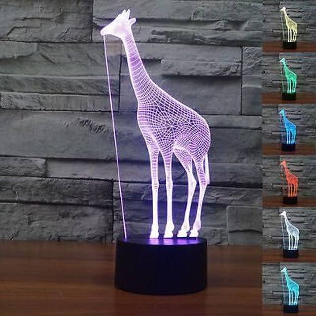 3D Giraffe Lamp Night Light Touch Table Desk Optical Illusion Lamps 7 Color Changing Lights Home Decoration Xmas Birthday Gift