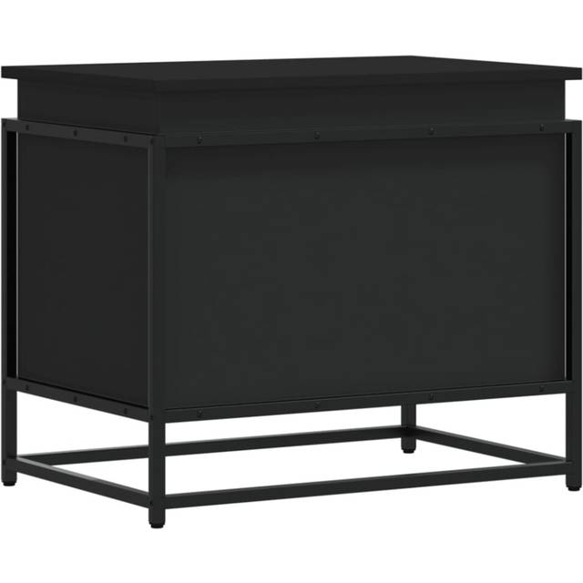 Förvaringslåda med lock svart 60x40x51,5 cm konstruerat trä