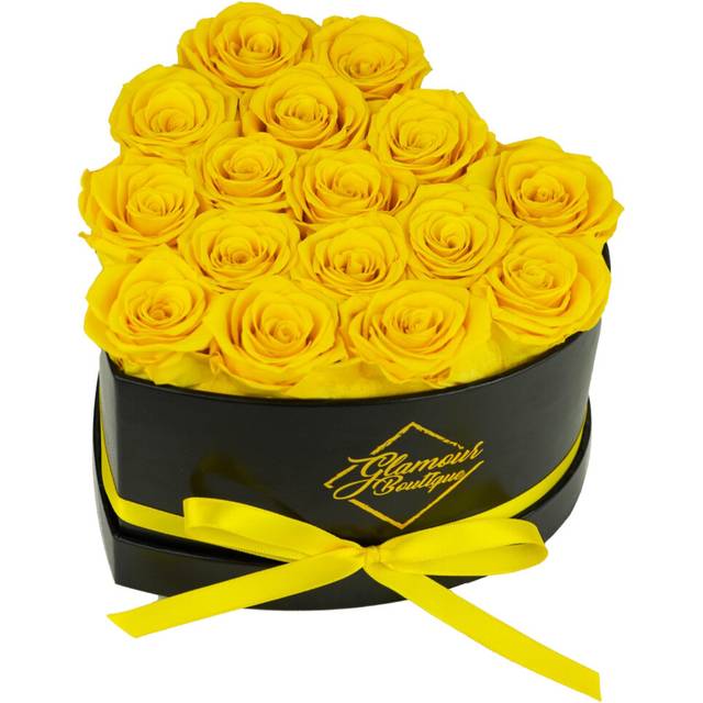 GLAMOUR BOUTIQUE 16Piece Forever Flowers Heart Shape Box  Preserved Roses  Immortal Roses That Last A Year  Eternal Rose Pres