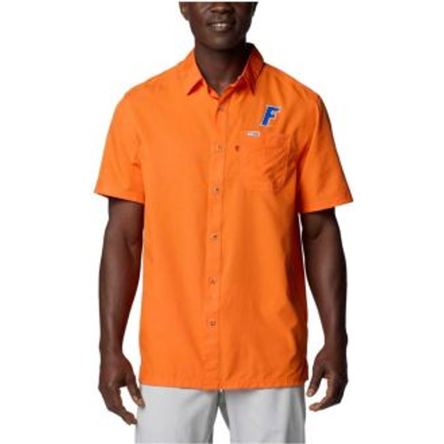 Columbia Men&#39;s Collegiate PFG Slack Tide  Camp Shirt - Florida- - Orange (M)