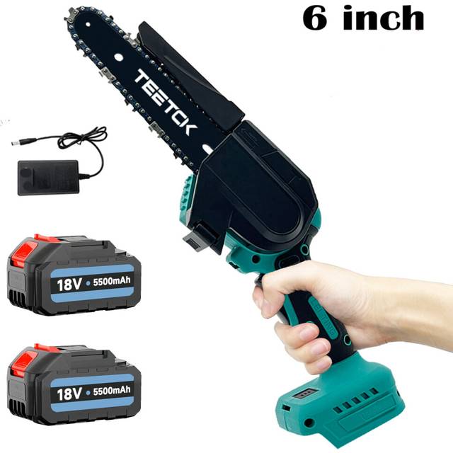 "6"" Mini Cordless Chainsaw Electric Saw Wood Cutter +2Batteries 3.0A+Charger-Makita Battery Compatible"