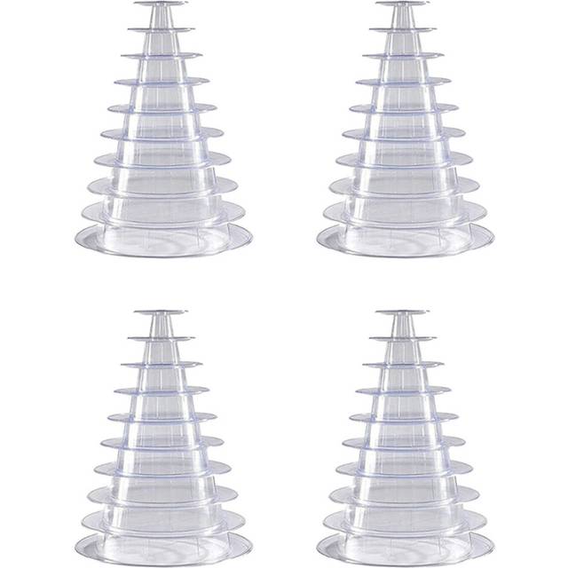 4X 10 Tier Cupcake Holder Stand Round Macaron Tower Stand Clear Cake Display Rack for Wedding Birthday Party Decor