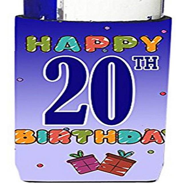 Caroline's Treasures CJ1120MUK Happy 19th Birthday Ultra Hugger for slim cans Can Cooler Sleeve Hugger Machine Washable Drink Sleeve Hugger Collapsibl